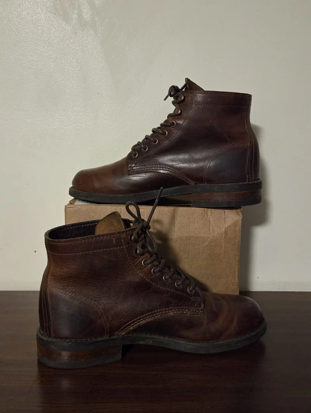 Wolverine 1000 Mile Boots Men 7.5 Rust Brown Leather Plain Toe Vibram W05299 USA